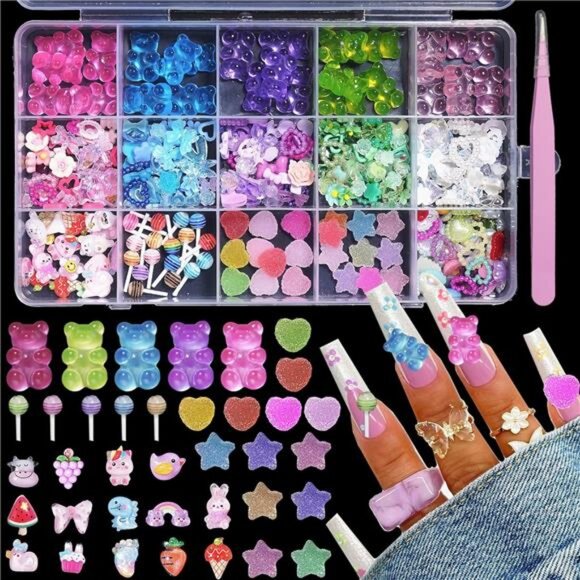 3D Bear Candy Nail Charms, Assorted Color - Picture 2 of 7